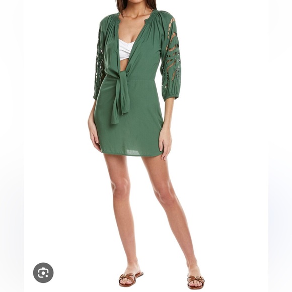 Vix Paula Hermanny Alice Short Chemise Cover Up - Green - Size S-Petite - Picture 1 of 6